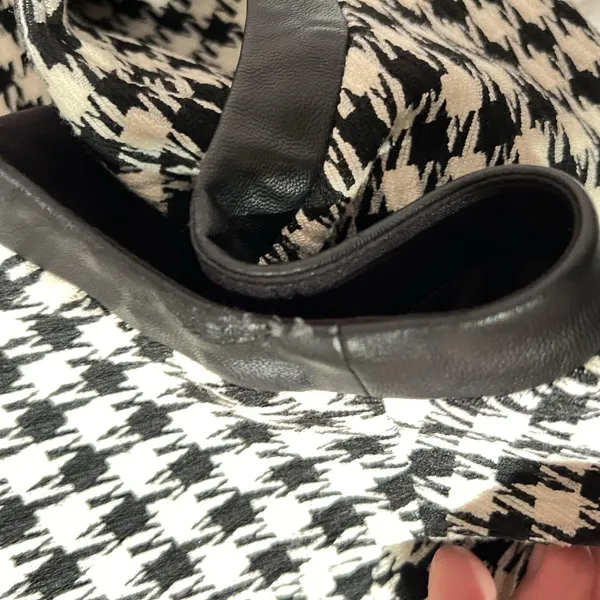 Lauren Ralph Lauren Houndstooth Faux Wrap Dress 4 Black White leather trim - Image 8