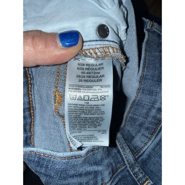 Women's GAP Women's 6 28 Denim High‎ Rise Skinny Dark Blue Jeans - Image 3