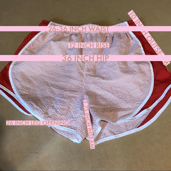 Shorties By Lauren James Orange Stripe Retro Gym Shorts (M) - Image 6
