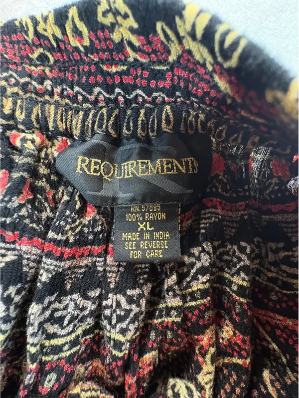 Requirements Women’s XL Boho Paisley Floral Rayon Midi Skirt Drawstring - Image 5