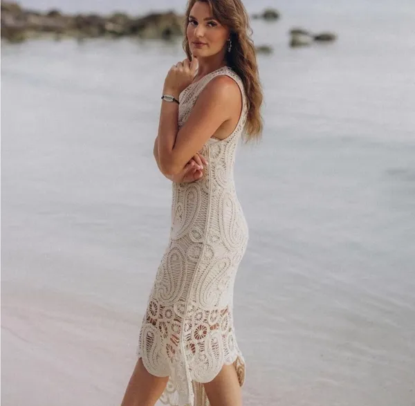 ZARA NWT White CROCHET ASYMMETRIC DRESS. Size small - Image 9