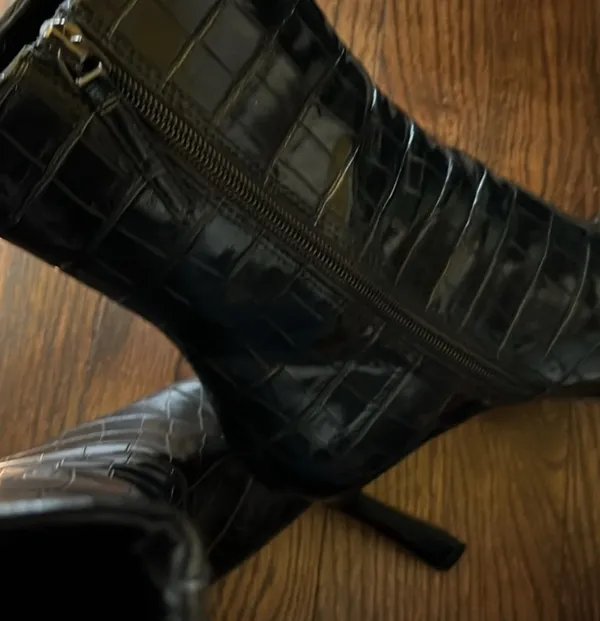 MANGO black croc embossed boots - Image 6