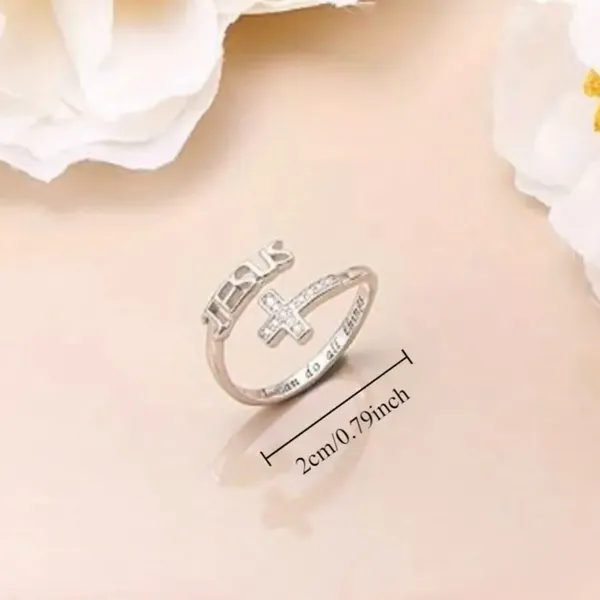 Stainless Steel Silver Engraved Ring “I can do all things” Adjustable Ring S 7-9 - Image 4