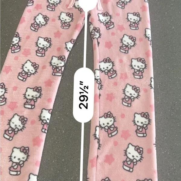 Hello Kitty Pink Cartoon Pajama Bottoms size M junior - Image 4