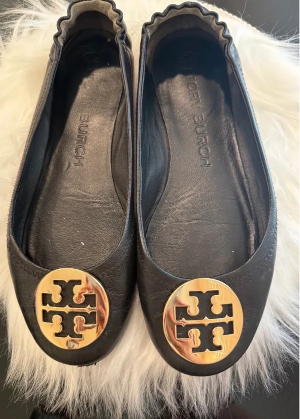 Authentic Tory Burch Minnie Travel Ballet Flats Black Leather US size 7.5 - Image 2