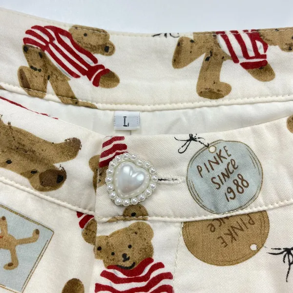 Teddy Bear Print‎ Shorts Christmas Lace Twee High Waisted Women Lace Cream - Image 8