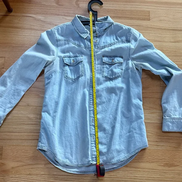 Topshop MOTO Soft Washed 100%Cotton Light Blue Denim Shirt - Image 9
