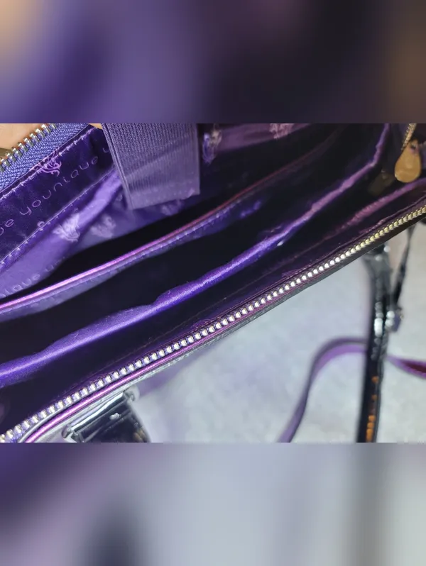 Younique Presenter Metallic Purple Tote Bag & Crossbody Strap NWOT - Image 7