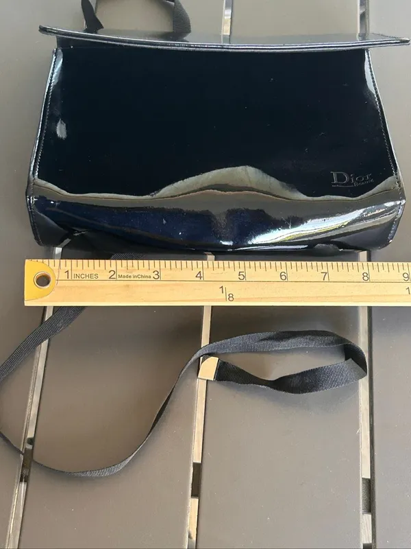Dior Beaute Black Patent Leather Cosmetic Pouch Parfum Clutch - Image 9