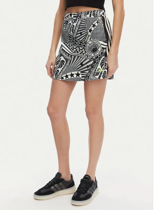 NWT Adidas x Farm Rio Skirt Black White Graphic Print JD6312 Large Streetwear - Image 3