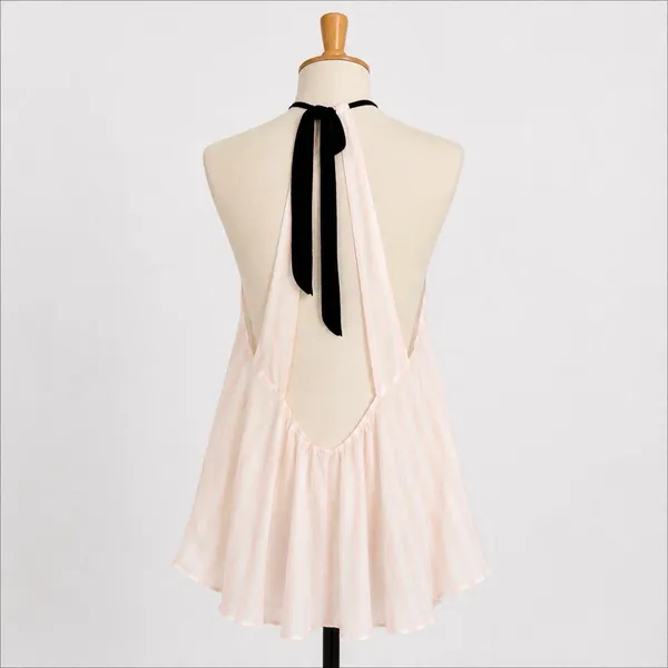 PINK - Victoria's Secret Women’s L Pink White Stripe Halter Chemise - Image 2