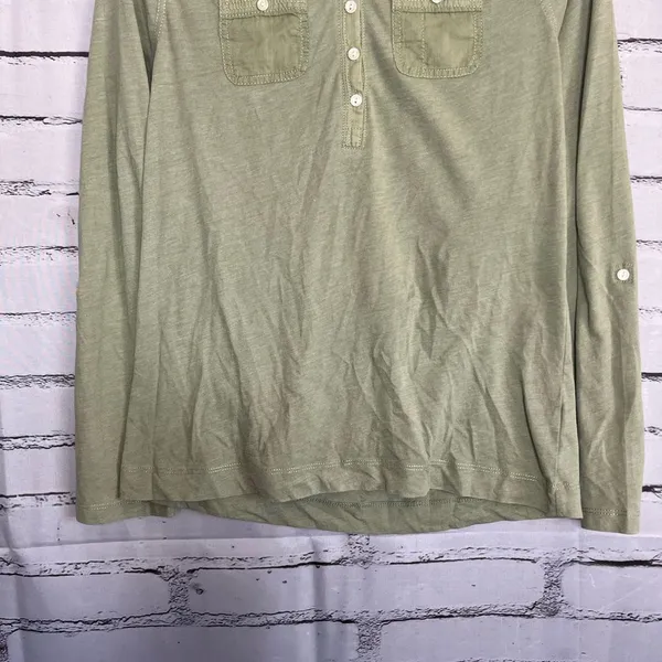 Lauren Ralph Lauren Green Button Blouse Longsleeve S Y2K Preppy Minimal Slim Fit - Image 4
