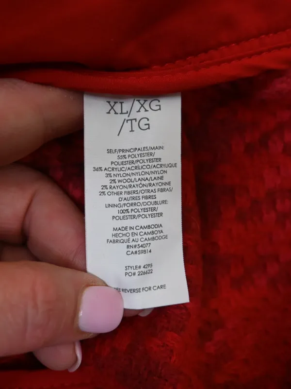 Cabi Women's XL Red Plaid Shawl Collar Evita Coat - Image 10