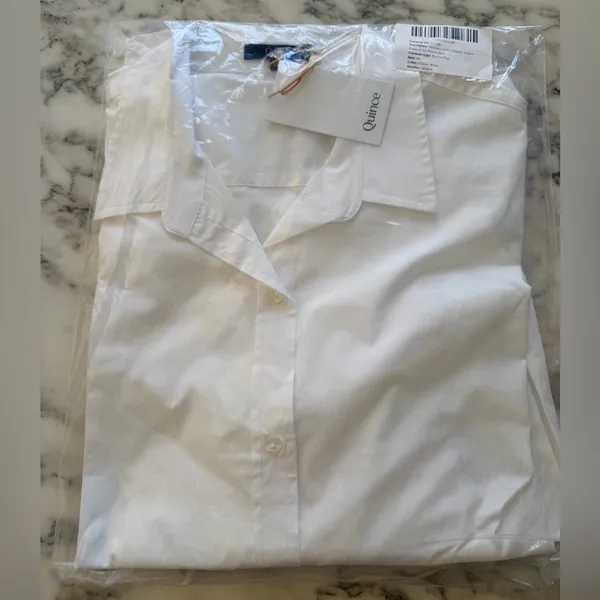 NWT Quince Women 100% Organic Cotton Poplin Long Sleeve Shirt Classic White XL - Image 2