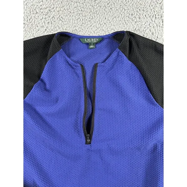 Lauren Ralph Lauren Active Top Womens Small Blue Black‎ Waffle 1/4 Zip Pullover - Image 9
