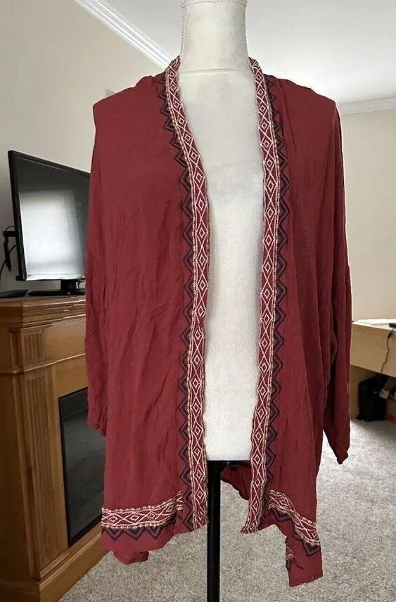 Artesia Embroidered Open Cardigan Kimono Swim Cover Up Size XL Lightweight - Image 7