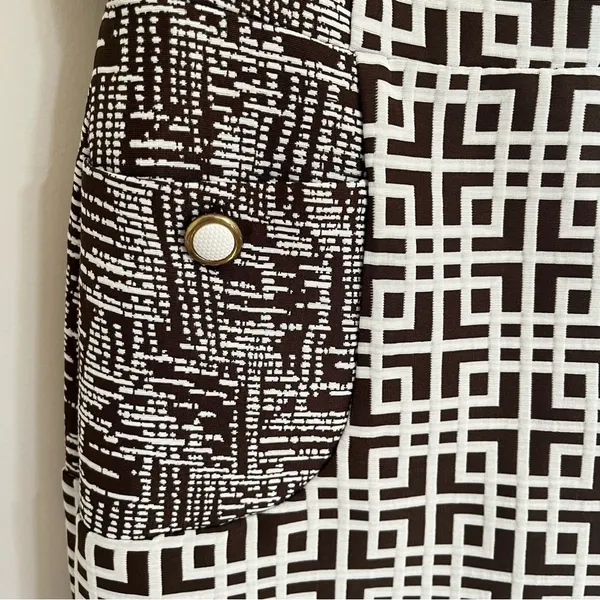 NWT Women's Julian Taylor Brown‎ White Geometric Pattern Shift Dress Size 6 - Image 2