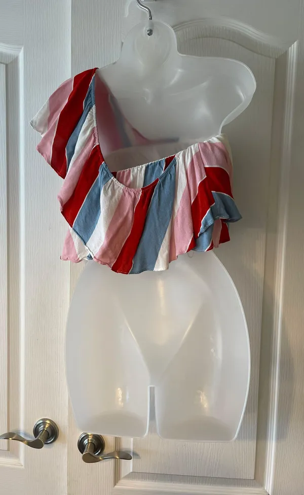 Stripe  One Shoulder Top - Image 5