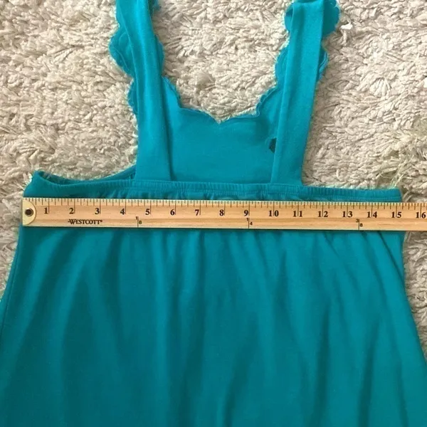 Celebrity Pink turquoise green halter top/dress. Handmade flowers . Size Large. - Image 9