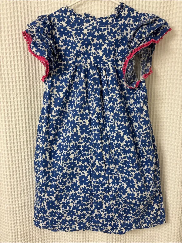 Pinch Blue Floral Mini Dress Ruffle Flutter Sleeves Coquette Babydoll Cotton - Image 6