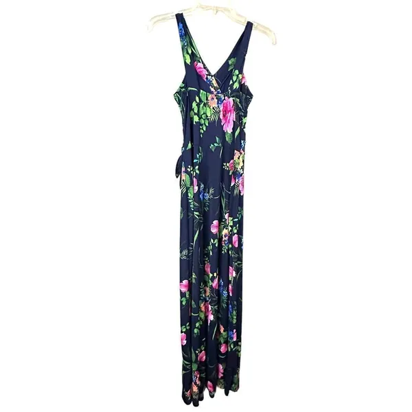 Floral Navy Wrap Maxi Dress Size Small - Image 8