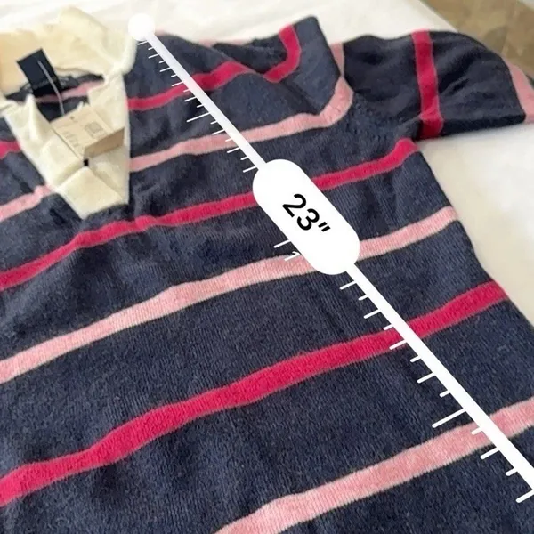 American Eagle sz Small NWT Striped Collared Preppy Y2K light Sweater - Image 8