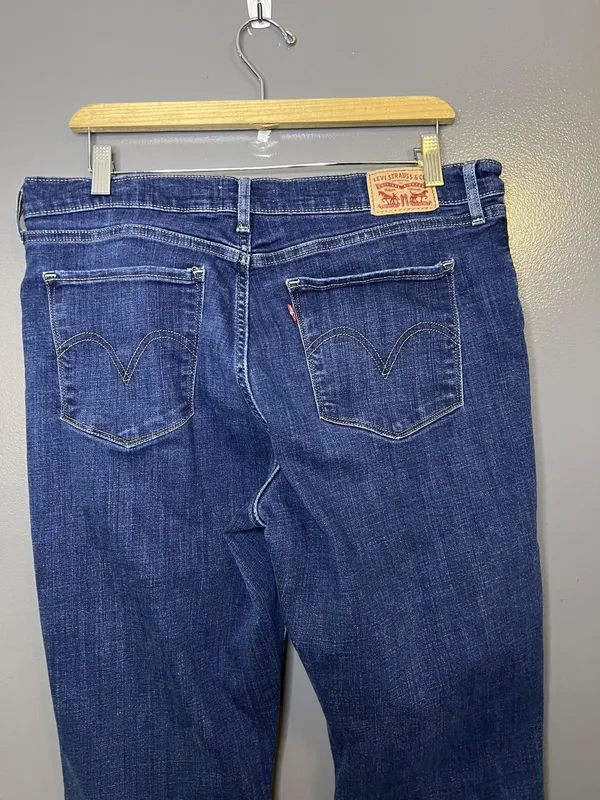 Levis Classic Straight Jeans Womens 14S Blue Dark Wash Stretch Denim Pants - Image 5
