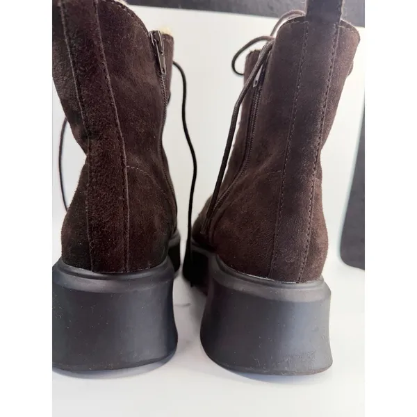 Steve Madden Jazmin faux fur-lined‎ suede lace-up side zip combat boots - Image 4