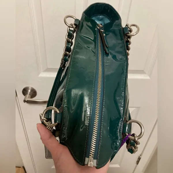 *Coach 18770 Chelsea Teal Hunter Green Patent Leather Tote Shoulder Bag - Image 6