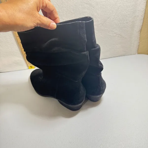 Jessica Simpson Black Suede Slouch Booties Block Heel‎ Ankle Boots Size 9.5M - Image 3