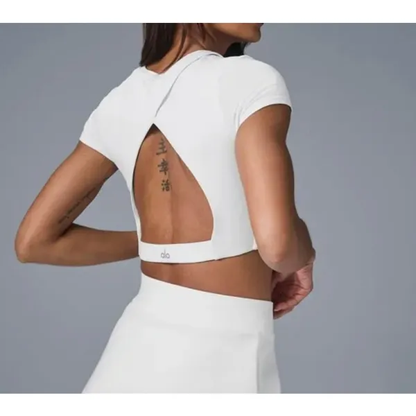 Alo Yoga Backspin Crop Top Size S White - Image 4