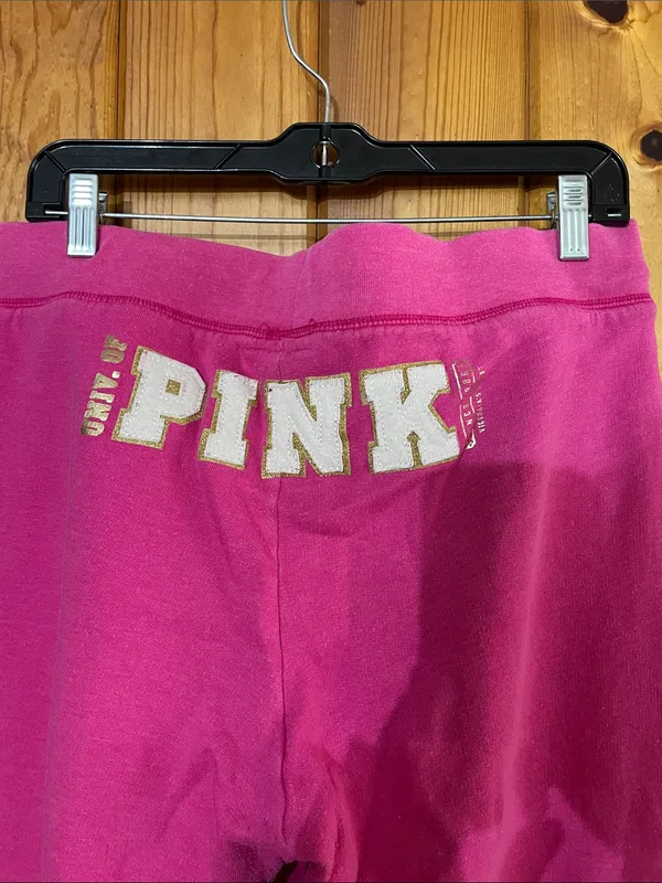 Victoria's Secret Hot Pink Drawstring Sweatpants large vintage sparkly pants - Image 6