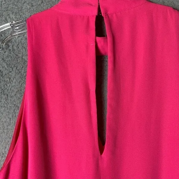 Impeccable Pig Shift Dress Large NWT Hot Pink Barbiecore Lined V-Neck Flowy‎ - Image 3