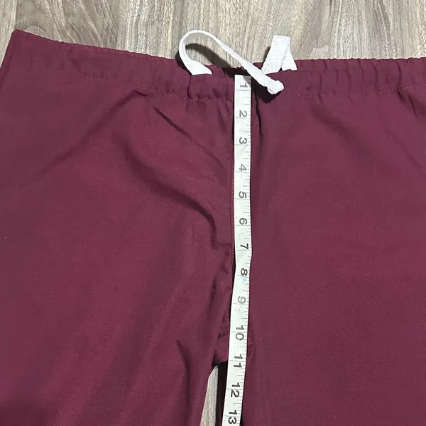 Urbane Straight-Leg Scrub Set in Burgundy with Blue Trim - Image 8