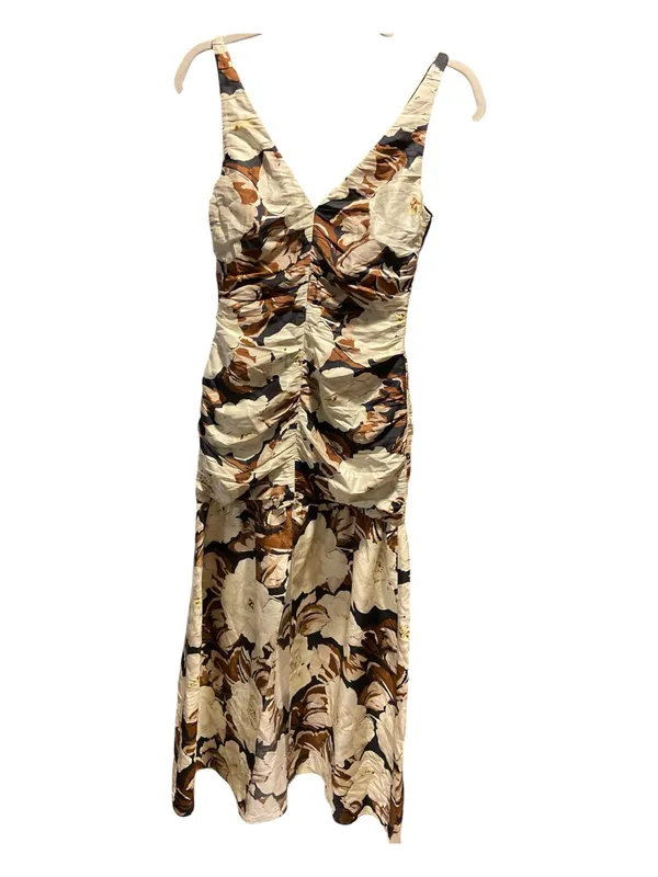 SIR the Label Vivienne silk gown black brown and ivory floral size 0 - Image 2