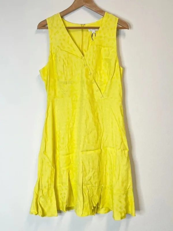 NWT A Loves A Womens Size XS Yellow Button Faux-Wrap Sleeveless Mini Dress NEW - Image 2