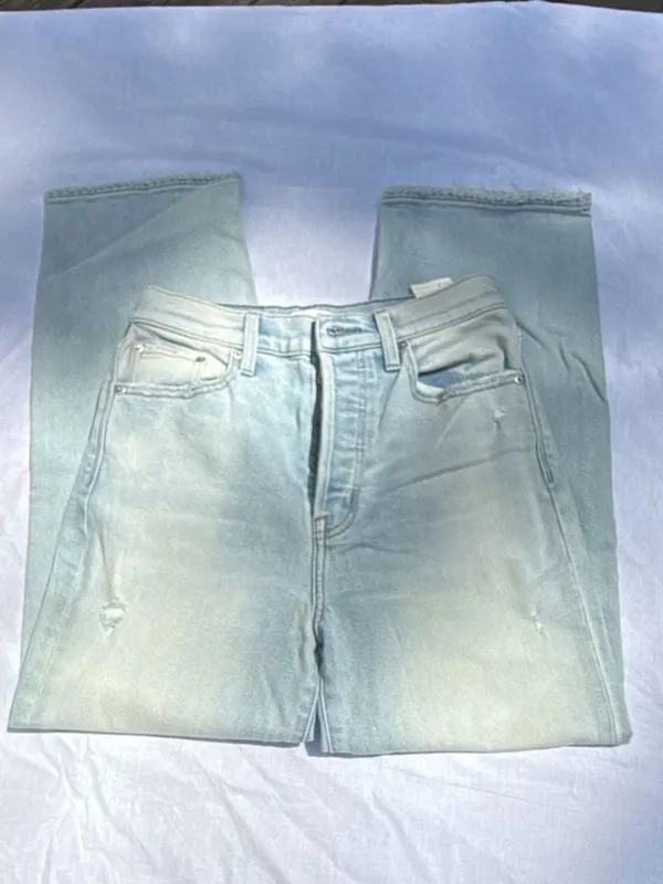 Pistola Forever Jeans Light Wash Distressed Straight Leg Denim - Image 2