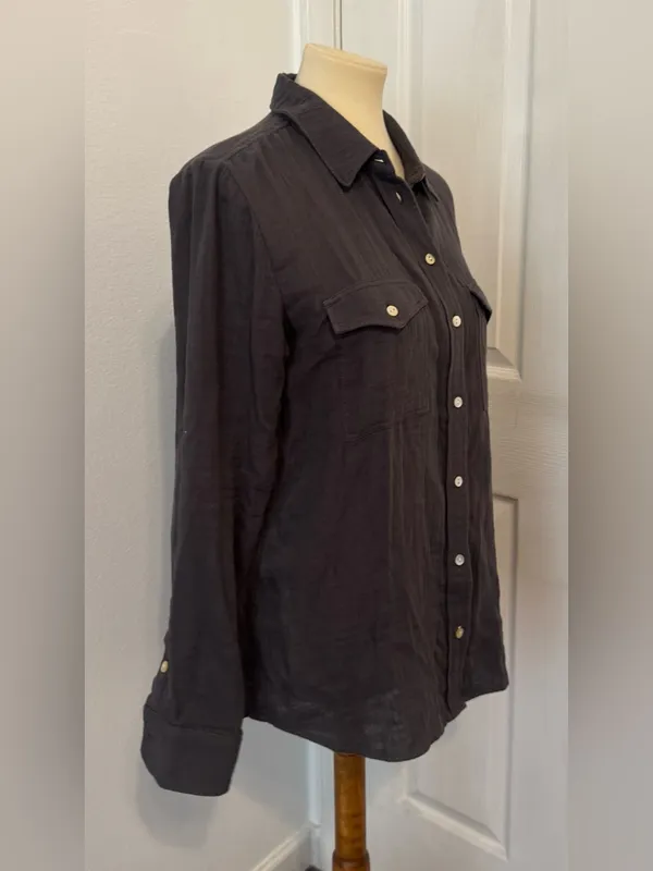Faherty Indio Dream Cotton Gauze Button Down Shirt Chest Pockets ASO TV Medium - Image 3