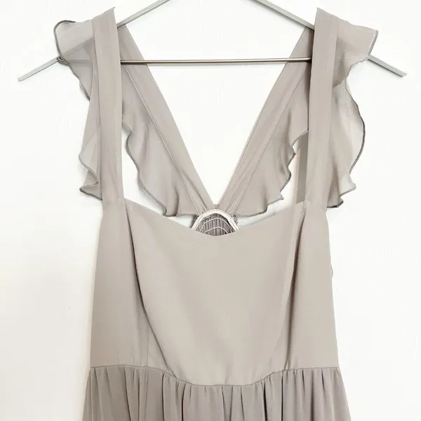 Show Me Your Mumu June Dress Size Medium Dove Grey Chiffon Elegant Wedding Guest - Image 4