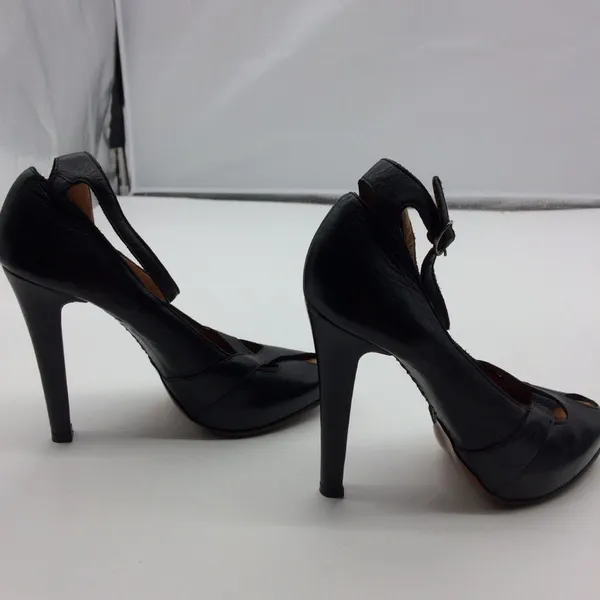 Givenchy Peep Toe Hidden Platform High Heel/Ankle Strap Pump in Black Leather - Image 7