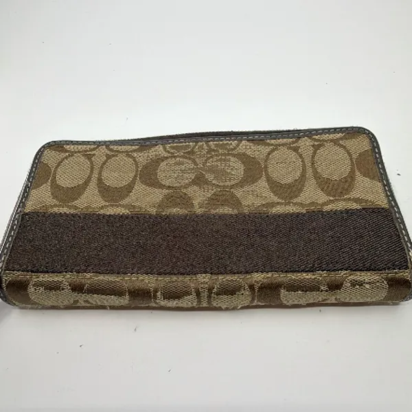 Coach Signature C Slim Brown Coated Canvas Leather Wallet - Image 3