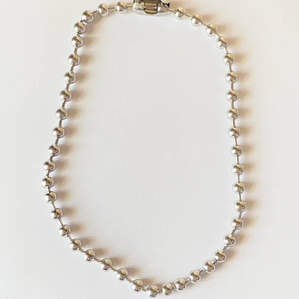 Handmade grunge y2k stainless steel big ball chain simple necklace💛 - Image 7