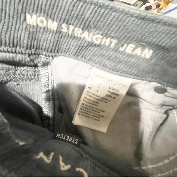 American Eagle Size 4 Green Corduroy Mom‎ Straight Leg Pants - Image 3
