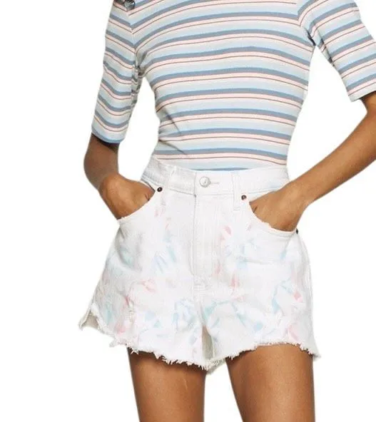 Abercrombie & Fitch High Rise Denim Tie Dye Shorts Sz 28 - Image 4