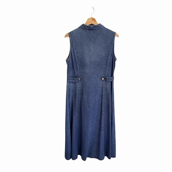 Vintage Coldwater Creek Womens Modest Country Denim Maxi Dress Size M Cotton - Image 2