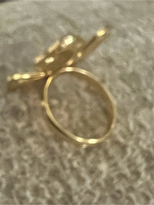 Women’s Gorgeous Pink & Gold Flower Design Statement Adjustable Ring Size 6-9 - Image 3