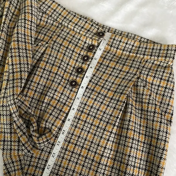 Free People Posey Plaid High Waisted Pleated Carrot Trousers Pants Yellow - Image 11