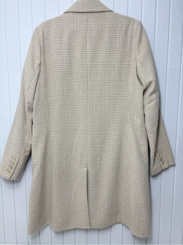 Primark Cream Plaid Long‎ Blazer Jacket Size 12 - Image 6