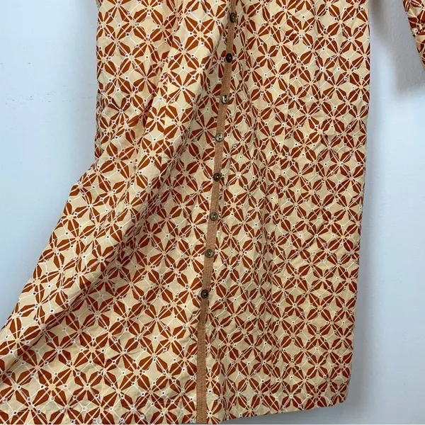 Lost + Wander Golden Dawn Orange Geometric Print Long Sleeve Boho Midi Dress S - Image 5