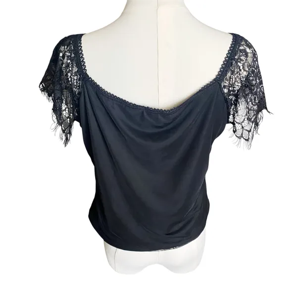 Dolls Kill Ribbon Lace Sleeve Crop Top - Image 3